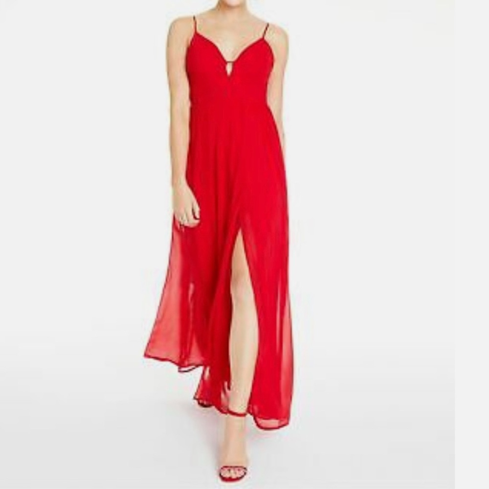 CITY STUDIO Womens Red Spaghetti Strap Maxi A-Line Formal Dress